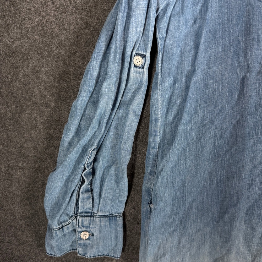 REBA Womens Tencil Denim Ombre Button Down Shirt Dress Frayed Hem Size XL - Picture 7 of 13